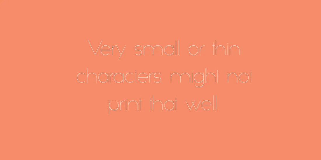 Example of how characters that are too thin would print