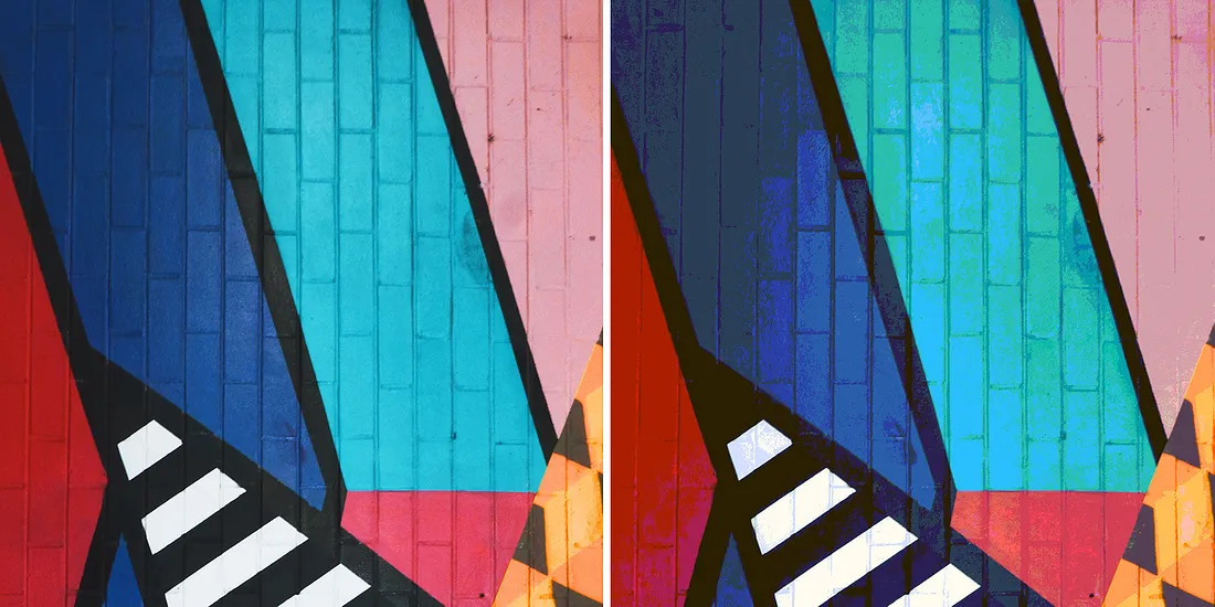 Example of how a colorful photo would look like in JPG v. PNG