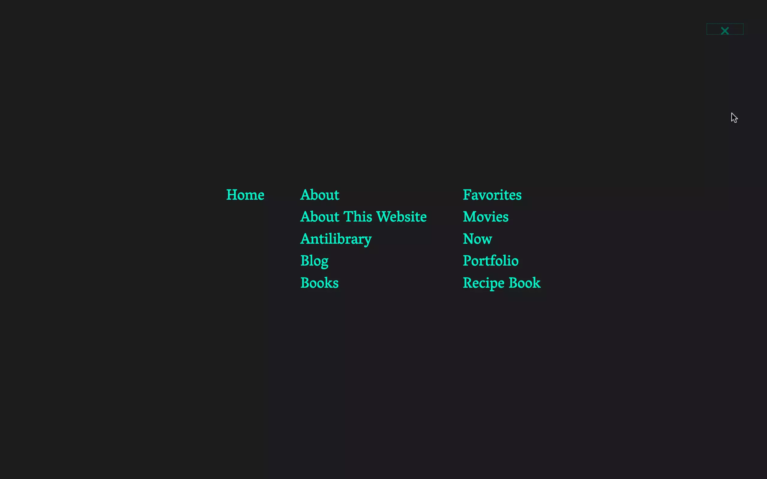 Screenshot of the menu overlay